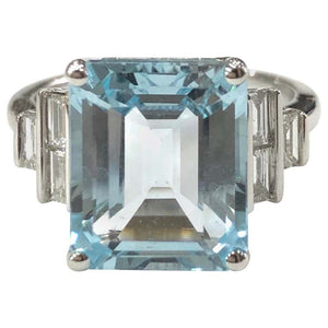 18 Carat White Gold Aquamarine and Diamond Ring
