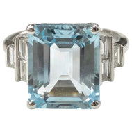 18 Carat White Gold Aquamarine and Diamond Ring