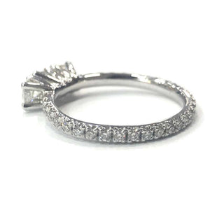 18 Carat White Gold Three-Stone Diamond Ring with Full Diamond Set Shank