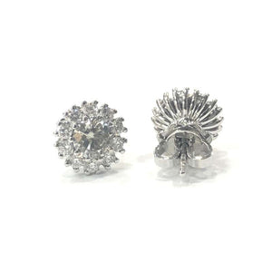18 Carat White Gold Diamond Cluster Stud Earrings
