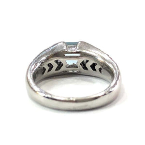 18 Carat White Gold Aquamarine and Baguette Diamond Ring