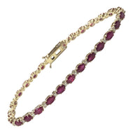 18 Carat Yellow Gold Ruby and Diamond Line Bracelet