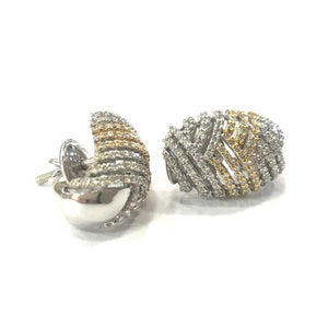 14 Carat Yellow and White Gold Diamond Earrings