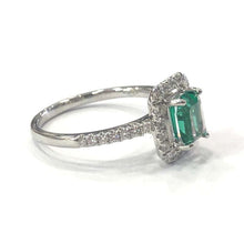 Load image into Gallery viewer, 18 Carat White Gold Emerald and Diamond Cluster Ring
