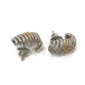 14 Carat Yellow and White Gold Diamond Earrings