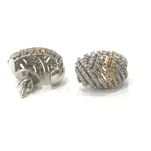 14 Carat Yellow and White Gold Diamond Earrings