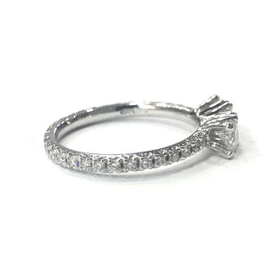 18 Carat White Gold Three-Stone Diamond Ring with Full Diamond Set Shank