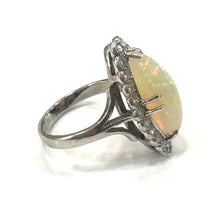 Load image into Gallery viewer, 18 Carat White Gold Edwardian Opal and Diamond Marquise Shape Cluster Ring

