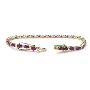 18 Carat Yellow Gold Ruby and Diamond Line Bracelet