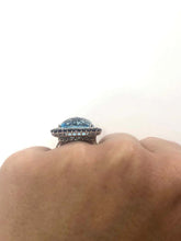 Load image into Gallery viewer, 1970s Blue Topaz, Sapphire and Diamond Cluster Cocktail Ring
