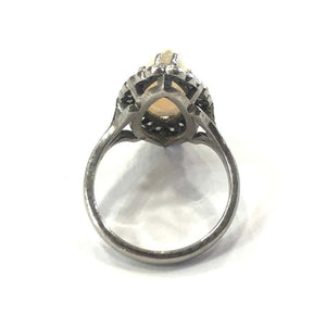 18 Carat White Gold Edwardian Opal and Diamond Marquise Shape Cluster Ring