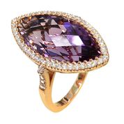 Amethyst and Diamond Gold Ring
