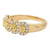 Load image into Gallery viewer, 5Stone Yellow and White Diamond Cluster Ring
