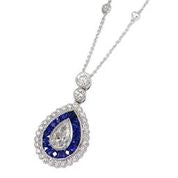 Load image into Gallery viewer, 18ct White Gold Sapphire &amp; Diamond Pendant, incl chain
