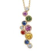 18ct Yellow Gold Diamond & Fancy Sapphire Pendant
